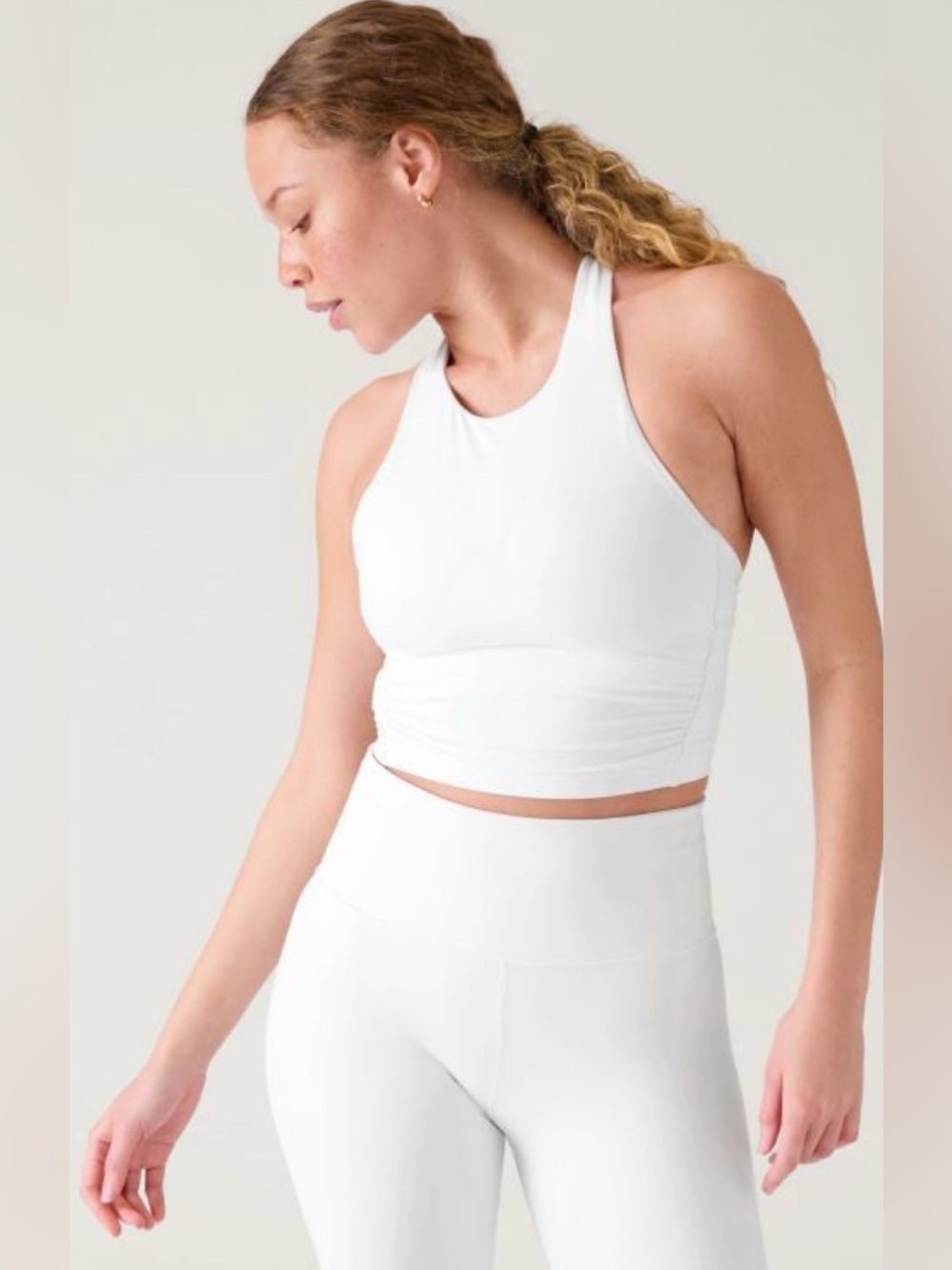 Athleta Conscious Twist Crop Bra Sports Bra Sz L White NWT
